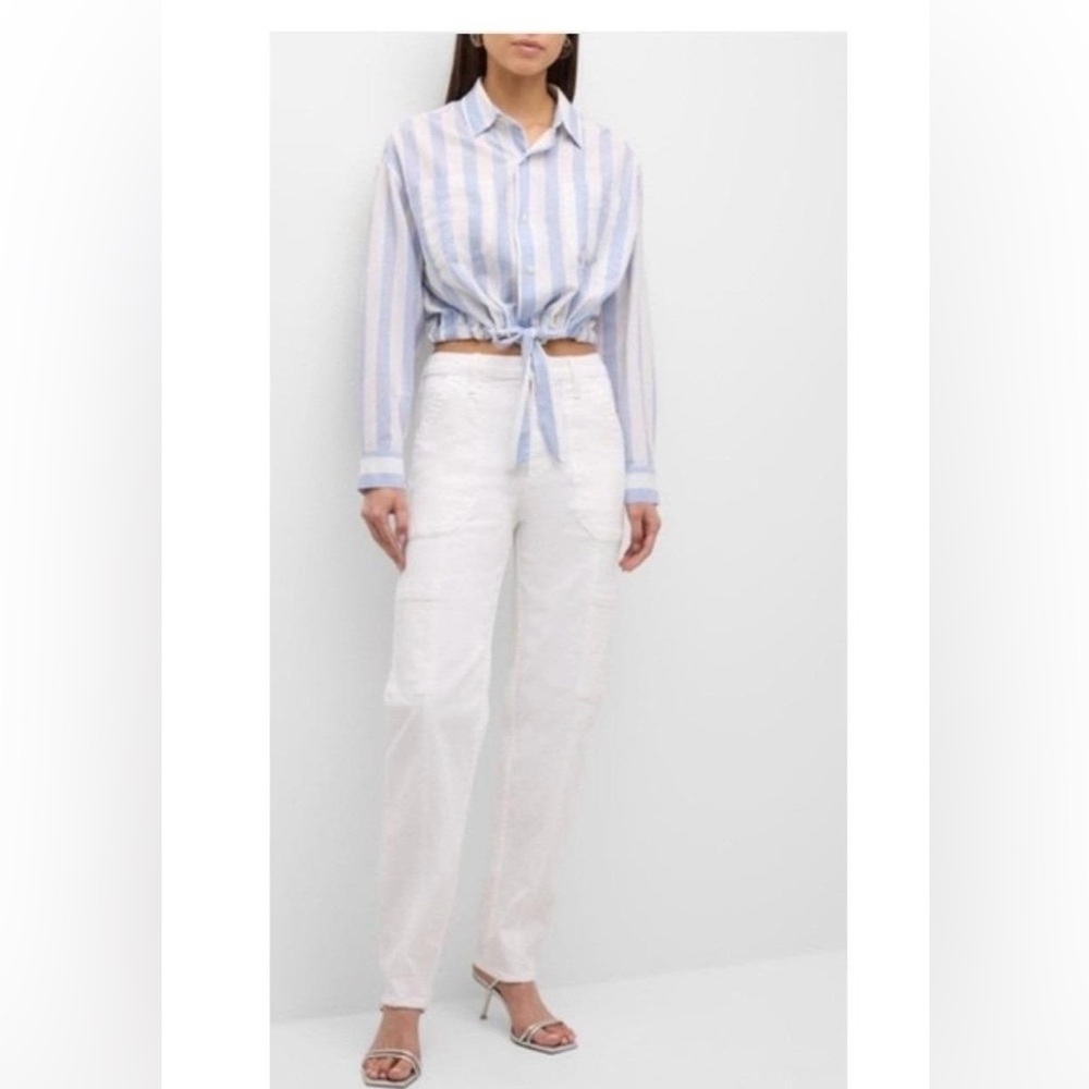 MOTHER The Private Double Pocket Straight-Leg Cargo Jeans White Fairest size 30